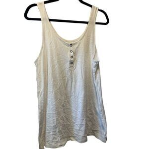 Torrid Classic Fit Heritage Slub Cotton Henley Tank Top Bright White Size 1